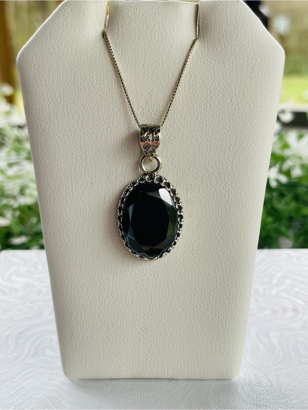 Genuine Hematite Sterling Silver Necklace, 20 inch chain